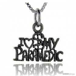 Sterling Silver I Love My Paramedic Talking Pendant, 1 in wide