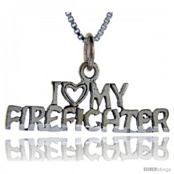 Sterling Silver I Love My Firefighter Talking Pendant, 1 in wide