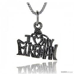 Sterling Silver I Love My Fireman Talking Pendant, 1 in wide