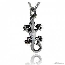 Sterling Silver Gecko Pendant, 3/4 in tall