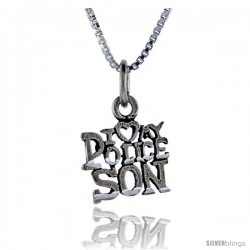 Sterling Silver I Love My Police Son Talking Pendant, 1 in wide