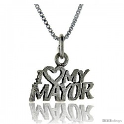 Sterling Silver I Love My Mayor Talking Pendant, 1 in wide