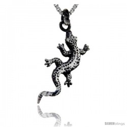 Sterling Silver Gecko Pendant, 7/8 in tall