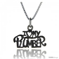 Sterling Silver I Love My Plumber Talking Pendant, 1 in wide