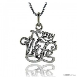 Sterling Silver I Love My Wife Talking Pendant, 1 in wide