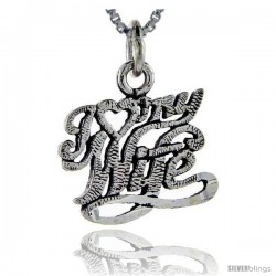 Sterling Silver I Love My Wife Talking Pendant, 1 in wide -Style Pa742