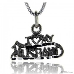 Sterling Silver I Love My Husband Talking Pendant, 1 in wide