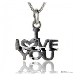 Sterling Silver I Love You Talking Pendant, 1 in wide -Style Pa756