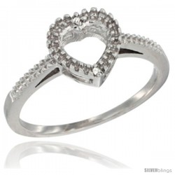 14k White Gold Dainty Diamond Heart Ring 3/8 in