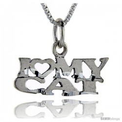 Sterling Silver I Love My Cat Talking Pendant, 1 in wide