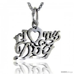 Sterling Silver I Love My Dog Talking Pendant, 1 in wide