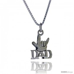 Sterling Silver Cool Dad Talking Pendant, 1 in wide