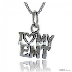 Sterling Silver I Love My EMT Talking Pendant, 1 in wide