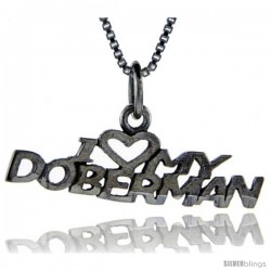 Sterling Silver I Love My Doberman Talking Pendant, 1 in wide