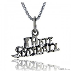 Sterling Silver I Hate Football Talking Pendant, 1 in wide