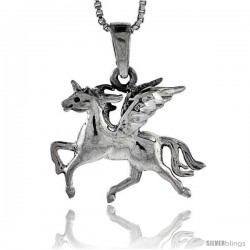 Sterling Silver Unicorn Pendant, 1 1/8 in tall