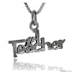 Sterling Silver No. 1 Teacher Talking Pendant, 1 in wide