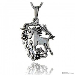 Sterling Silver Unicorn Pendant, 1 1/4 in tall