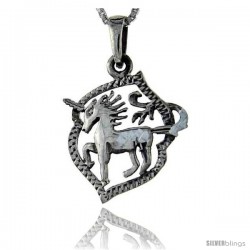 Sterling Silver Unicorn Pendant, 1 1/4 in tall -Style Pa80