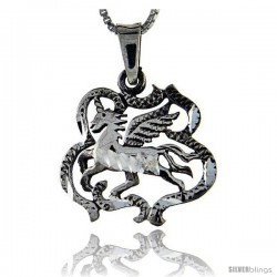 Sterling Silver Unicorn Pendant, 1 1/4 in tall -Style Pa81