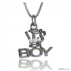 Sterling Silver It's A Boy Talking Pendant, 1 in wide