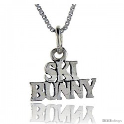 Sterling Silver Ski Bunny Talking Pendant, 1 in wide