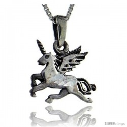 Sterling Silver Unicorn Pendant, 1 1/4 in tall -Style Pa82