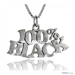 Sterling Silver 100 Percent Black Talking Pendant, 1 in wide