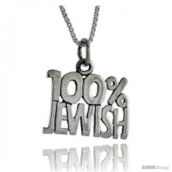 Sterling Silver 100 Percent Jewish Talking Pendant, 1 in wide