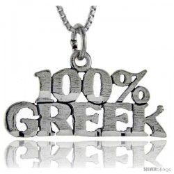 Sterling Silver 100 Percent Greek Talking Pendant, 1 in wide