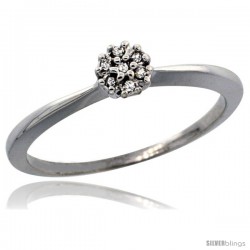 14k White Gold Flower Cluster Diamond Engagement Ring w/ 0.022 Carat Brilliant Cut Diamonds, 3/16 in. (5mm) wide