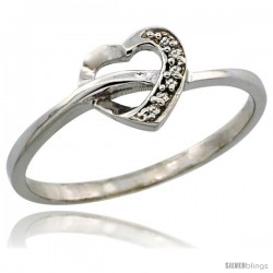 14k White Gold Heart Cut Out Diamond Engagement Ring w/ 0.022 Carat Brilliant Cut Diamonds, 1/4 in. (7mm) wide