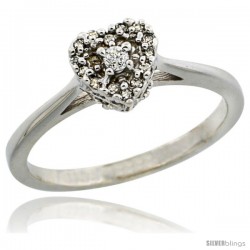 14k White Gold Heart-shaped Diamond Engagement Ring w/ 0.086 Carat Brilliant Cut Diamonds, 1/4 in. (6.5mm) wide