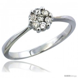 14k White Gold Flower Cluster Diamond Engagement Ring w/ 0.26 Carat Brilliant Cut Diamonds, 1/4 in. (6mm) wide