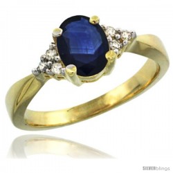 10k Yellow Gold Ladies Natural Blue Sapphire Ring oval 7x5 Stone -Style Cy916168