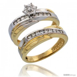 14k Gold 2-Piece Diamond Engagement Ring Set w/ Rhodium Accent, w/ 0.36 Carat Brilliant Cut Diamonds, 3/16 in. (5mm) wide