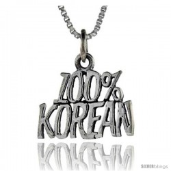 Sterling Silver 100 Percent Korean Talking Pendant, 1 in wide