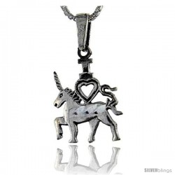 Sterling Silver Unicorn Pendant, 1 1/16 in tall