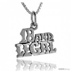 Sterling Silver 18 and Legal Talking Pendant, 1 in wide