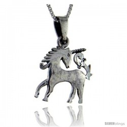 Sterling Silver Unicorn Pendant, 1 1/16 in tall -Style Pa84