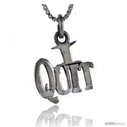 Sterling Silver I Quit Talking Pendant, 1 in wide