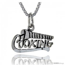 Sterling Silver Screw Cooking Talking Pendant, 1 in wide