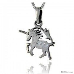 Sterling Silver Unicorn Pendant, 1 in tall -Style Pa86