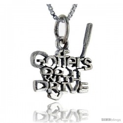 Sterling Silver Golfers do it with Drive Talking Pendant, 1 in wide