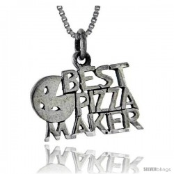 Sterling Silver The Best Pizza Maker Talking Pendant, 1 in wide