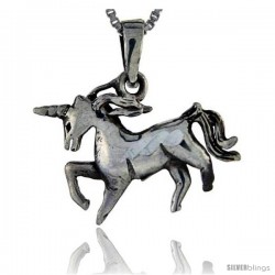 Sterling Silver Unicorn Pendant, 1 in tall -Style Pa87