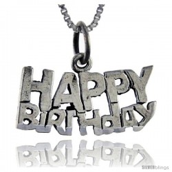 Sterling Silver Happy Birthday Talking Pendant, 1 in wide -Style Pa871