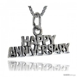 Sterling Silver Happy Anniversary Talking Pendant, 1 in wide