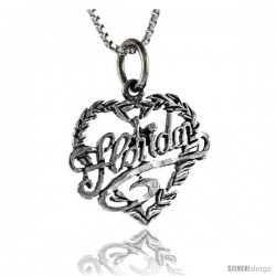 Sterling Silver Love Florida Talking Pendant, 1 in wide