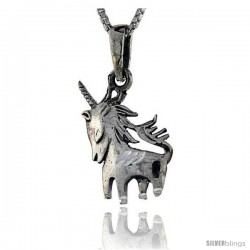 Sterling Silver Unicorn Pendant, 1 in tall -Style Pa88